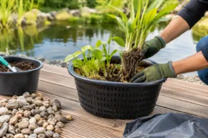Vijver plantenmand vullen in 6 stappen